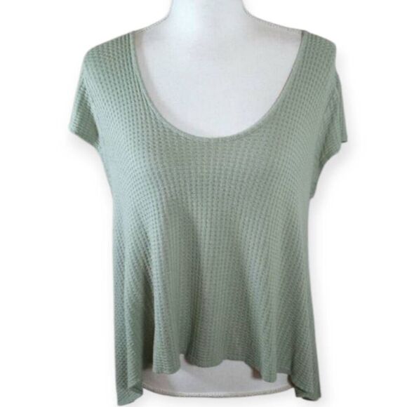 ALYA SEAFOAM GREEN WAFFLE KNIT TOP SZ.M GUC - Picture 1 of 5